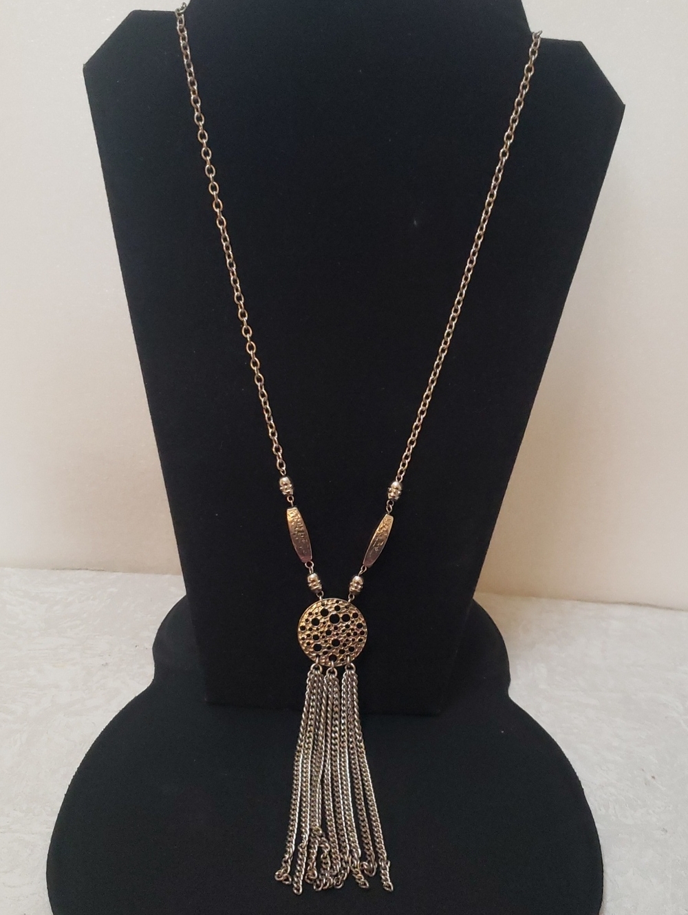 Silver-Tone Pendant/Tassel Necklace